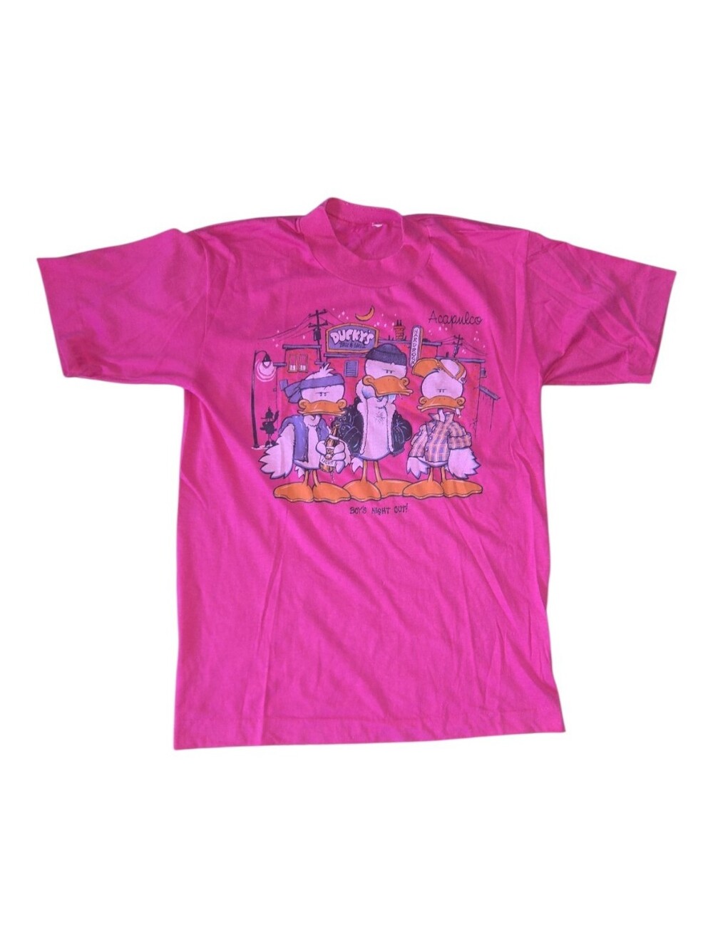 Vintage Cartoon Ducks Graphic Acapulco Single Stitch Tee